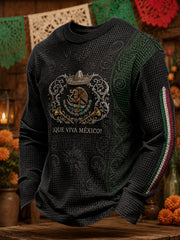 Men's Mexico Independence Day Art Printed Waffle Sweatshirt