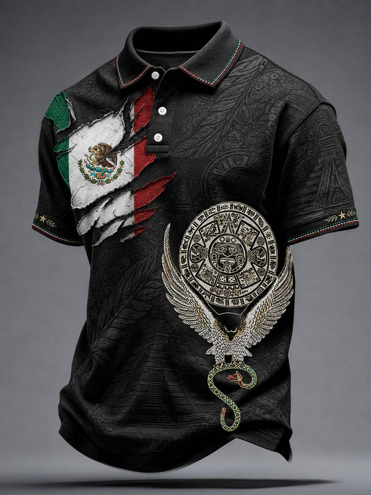 Men's Mexico Independence Day Art Printed Casual Tops