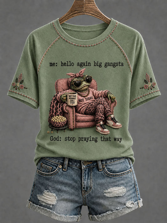 Women's 'Stop Praying That Way' Printed Casual T-Shirt