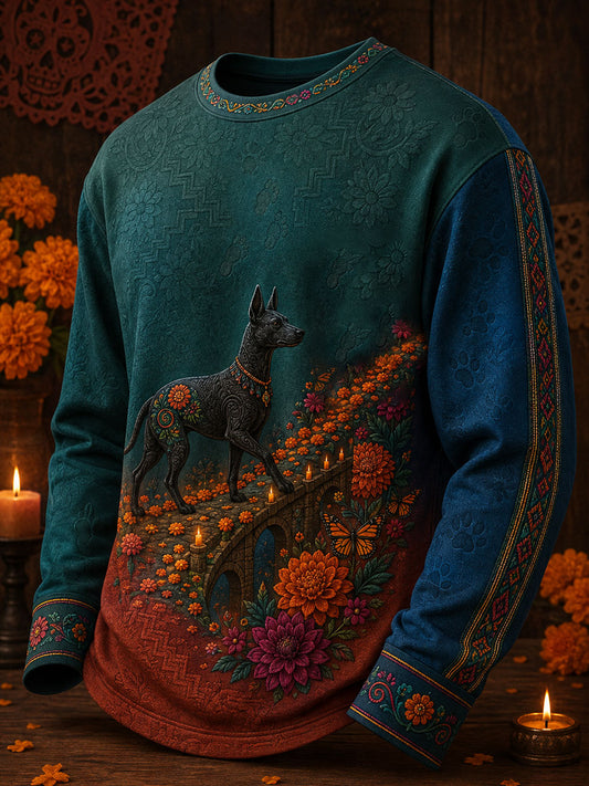 Men's Mexico Day of The Dead Floral Art Printed Sweatshirt