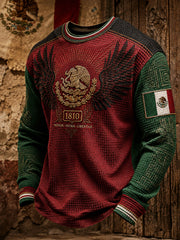 Men's Mexico Independence Day Art Printed Waffle Sweatshirt