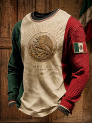 Men's Mexico Independence Day Art Printed Waffle Sweatshirt