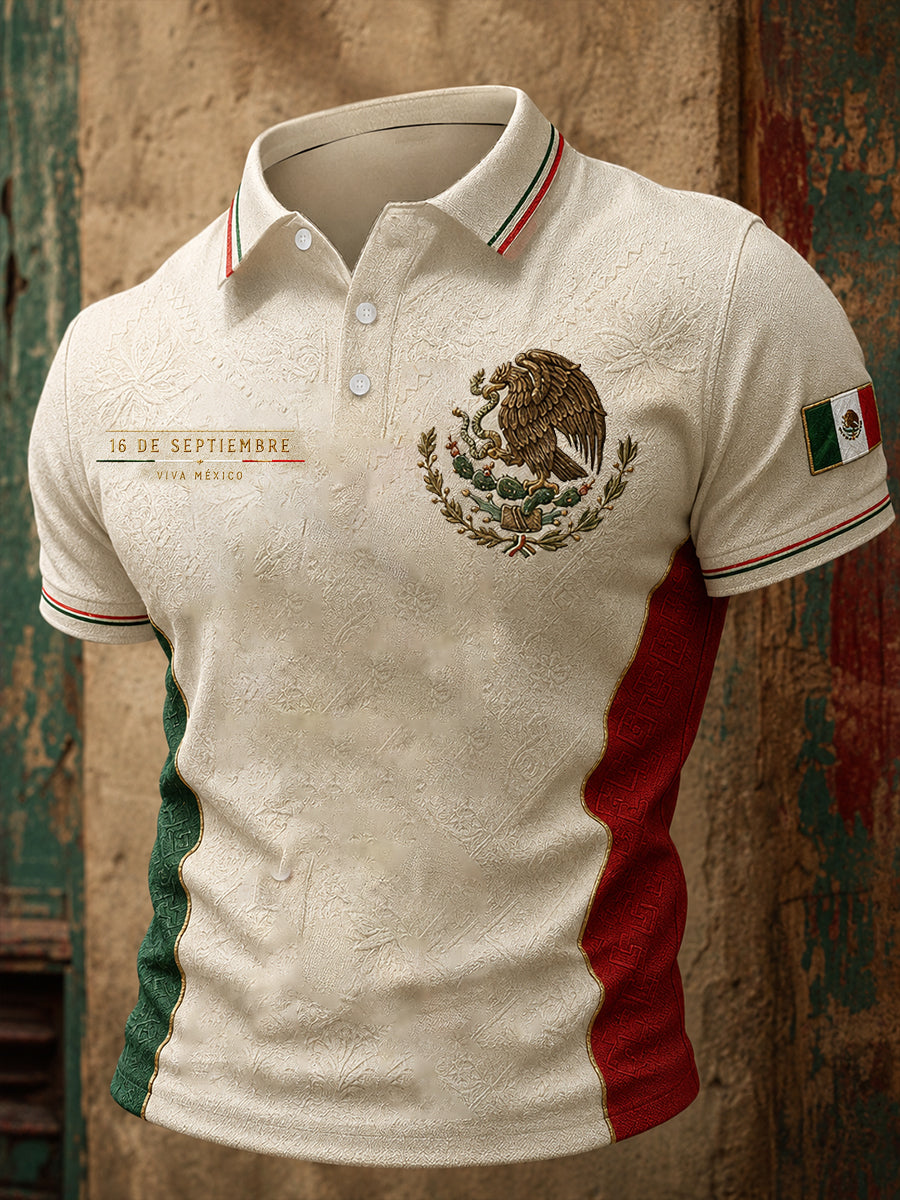 Men's Mexico Independence Day Art Printed Casual Tops