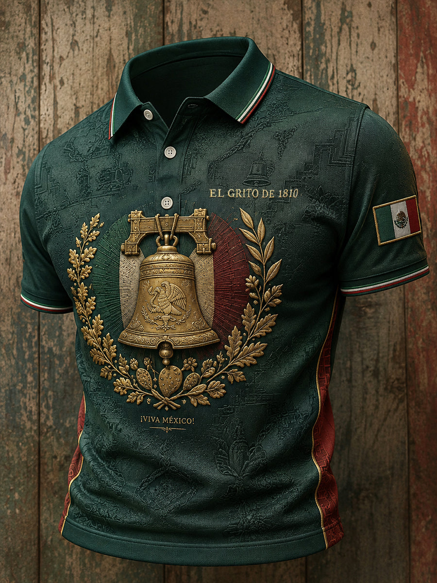 Men's Mexico Independence Day Art Printed Casual Tops