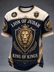 Men's Christian LION OF JUDAH KING OF KINGS Cross Short Sleeve T-shirt
