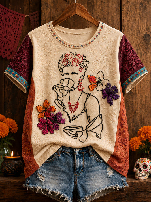 Women's Mexico Floral Art Printed T-shirt