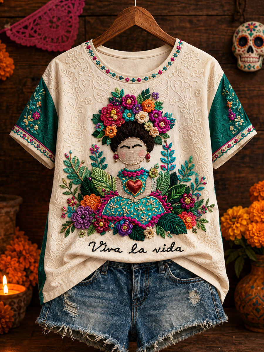 Women's Mexico Floral Art Printed T-shirt