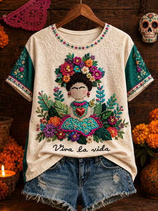 Women's Mexico Floral Art Printed T-shirt