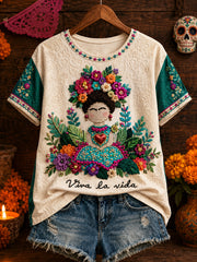 Women's Mexico Floral Art Printed T-shirt