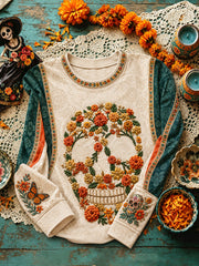 Women's Mexico Day of The Dead Floral Art Printed Sweatshirt