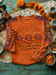 Women's Mexico Day of The Dead Floral Art Printed Sweatshirt