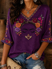 Women's Mexico Floral Art Printed T-Shirt