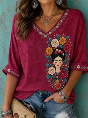 Women's Mexico Floral Art Printed T-Shirt