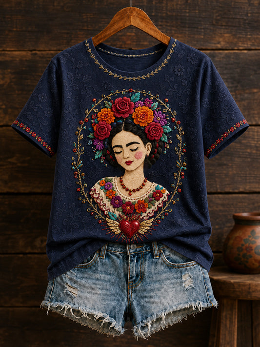 Women's Mexico Floral Art Printed T-Shirt