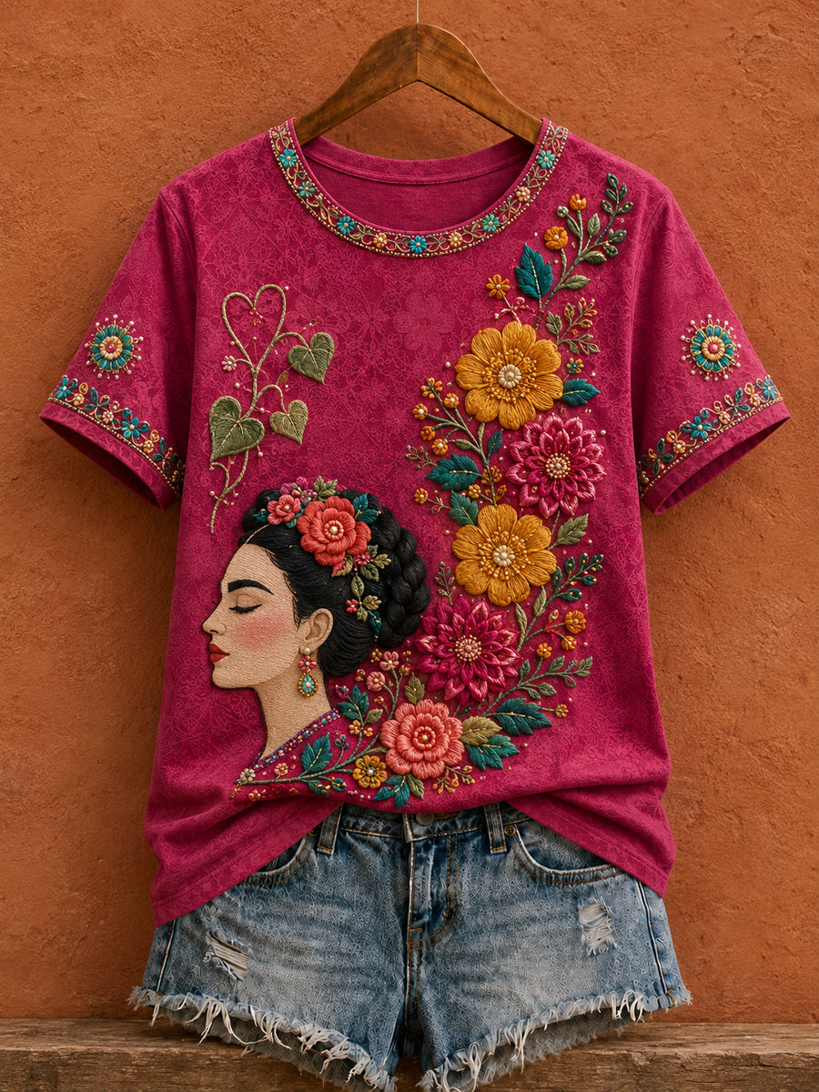 Women's Mexico Floral Art Printed T-Shirt