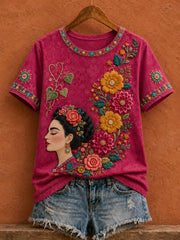 Women's Mexico Floral Art Printed T-Shirt