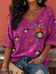 Women's Mexico Floral Art Printed T-Shirt