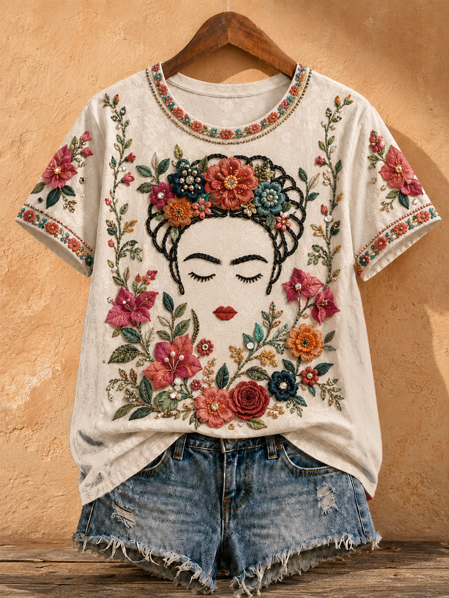 Women's Mexico Floral Art Printed T-Shirt