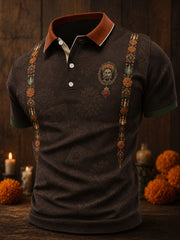 Men's Mexico Day of The Dead Floral Art Printed Casual Tops