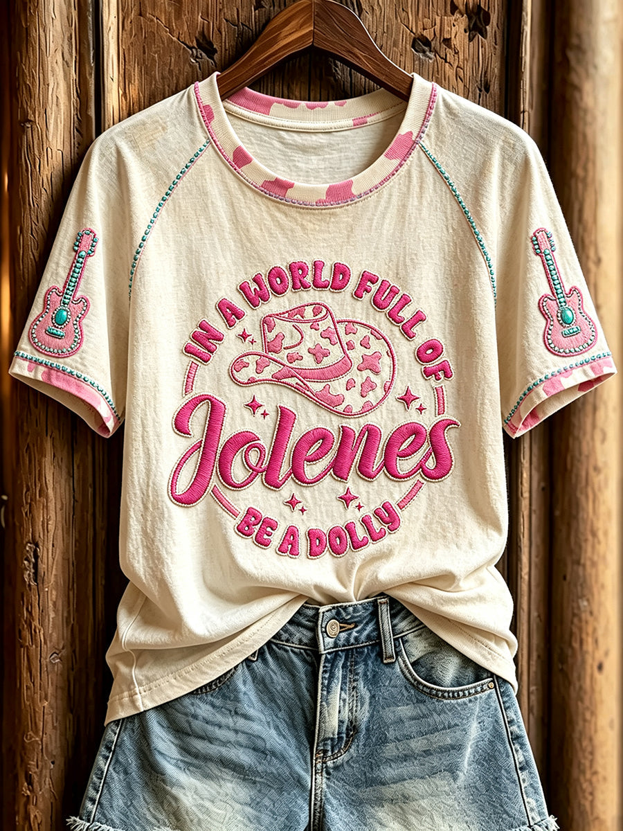 Women's Classic Country Music Inspired Print Memorial Short-sleeved T-shirt
