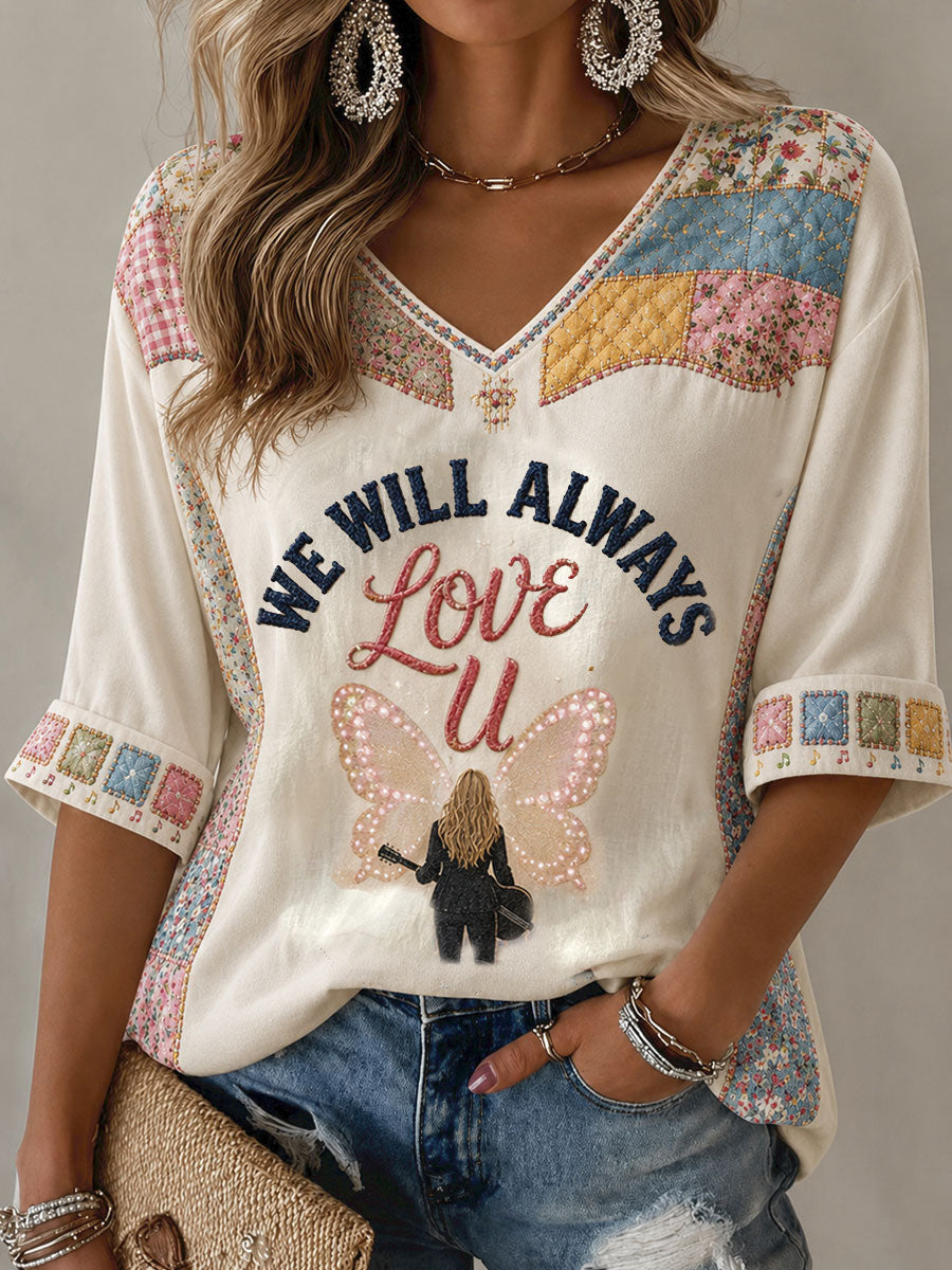 Women's Rip Country Music Lover Queen of Country Printed T-Shirt