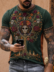 Men's Mexico Day of The Dead Floral Art Printed T-shirt
