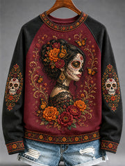 Women's Mexico Day of The Dead Art Print Casual Sweatshirt