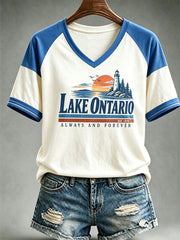 Women's Lake Ontario Casual Art Printed T-Shirt