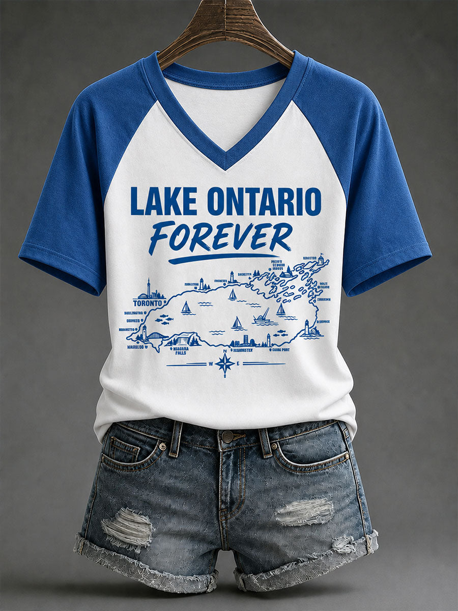 Women's Lake Ontario Casual Art Printed T-Shirt