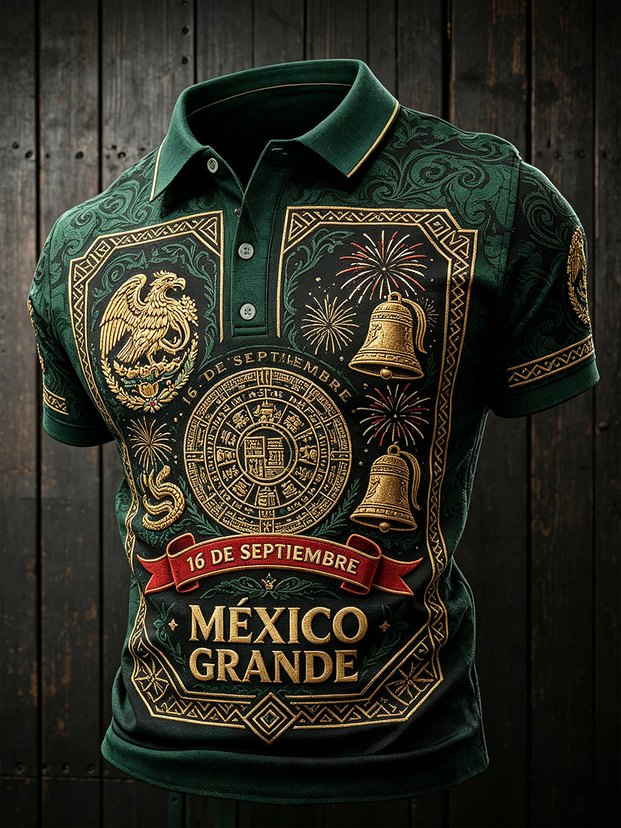 Men's Mexico Independence Day 1810 Art Printed Casual Tops