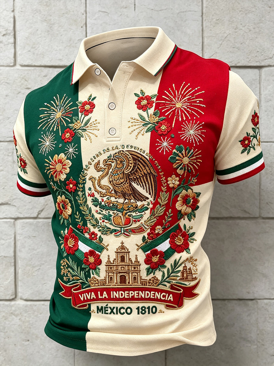 Men's Mexico Independence Day 1810 Art Printed Casual Tops