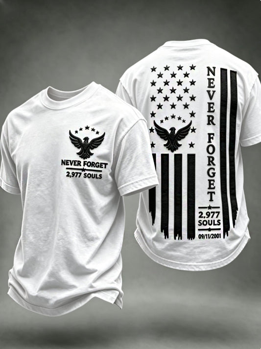 Men's NEVER FORGET 2,977 SOULS 2,977 SOULS 09.11.2001 t-shirt