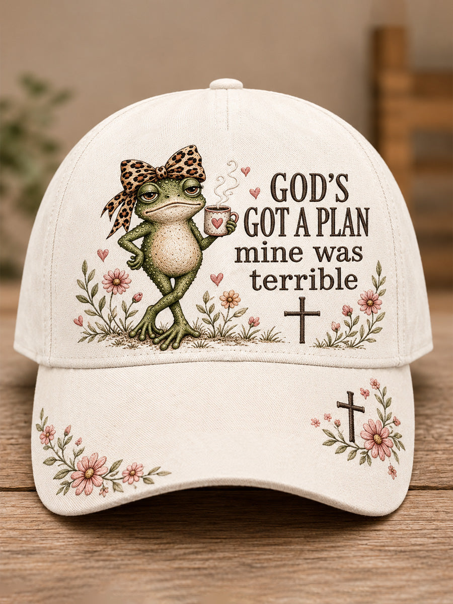 Unisex God's Got A Plan Mine Was Terrible Print Hat