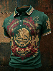 Men's Mexico Independence Day Art Printed Casual Tops