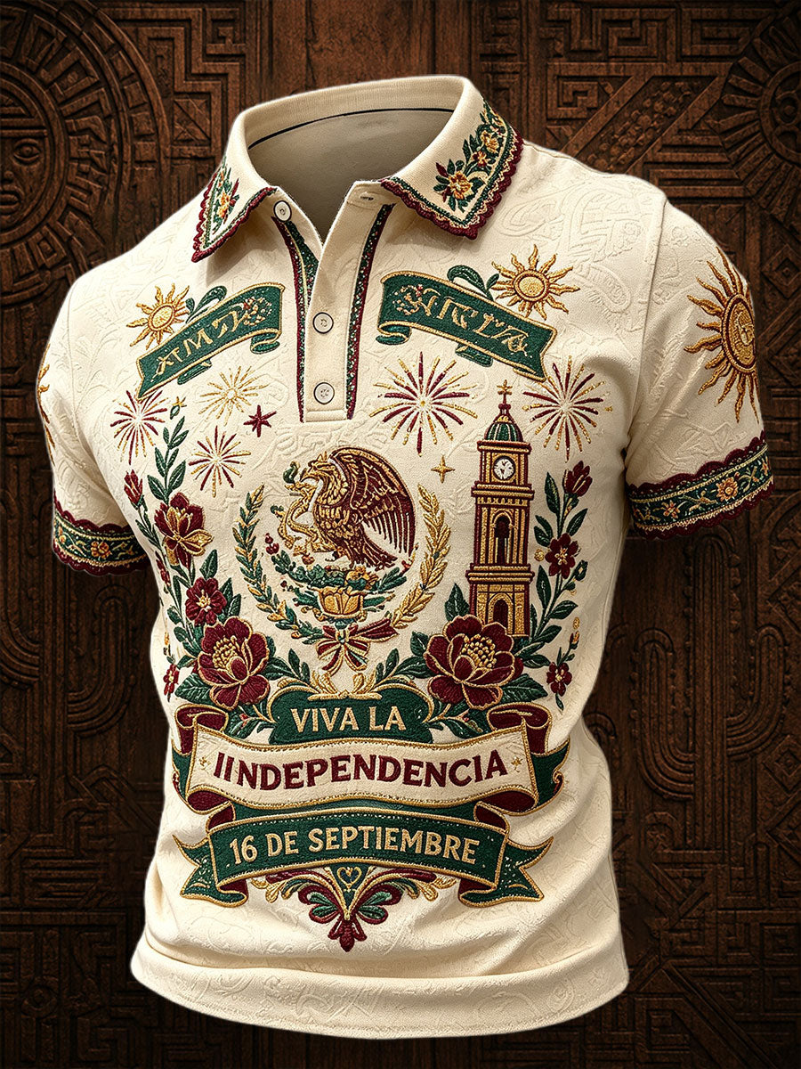Men's Mexico Independence Day Art Printed Casual Tops