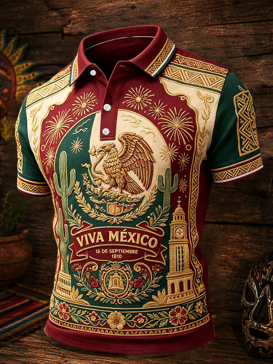 Men's Mexico Independence Day Art Printed Casual Tops