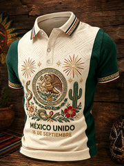 Men's Mexico Independence Day Art Printed Casual Tops