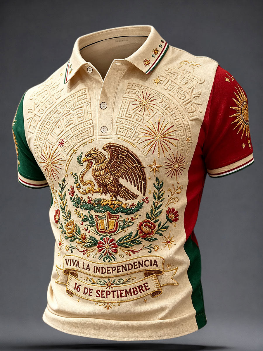Men's Mexico Independence Day Art Printed Casual Tops