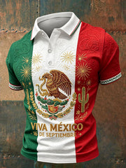 Men's Mexico Independence Day Art Printed Casual Tops