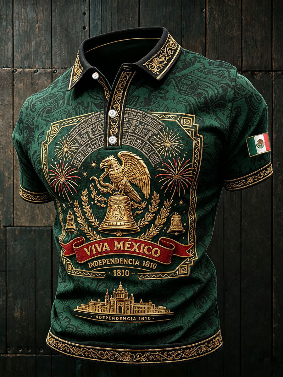 Men's Mexico Independence Day Art Printed Casual Tops