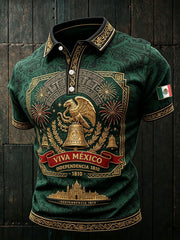 Men's Mexico Independence Day Art Printed Casual Tops