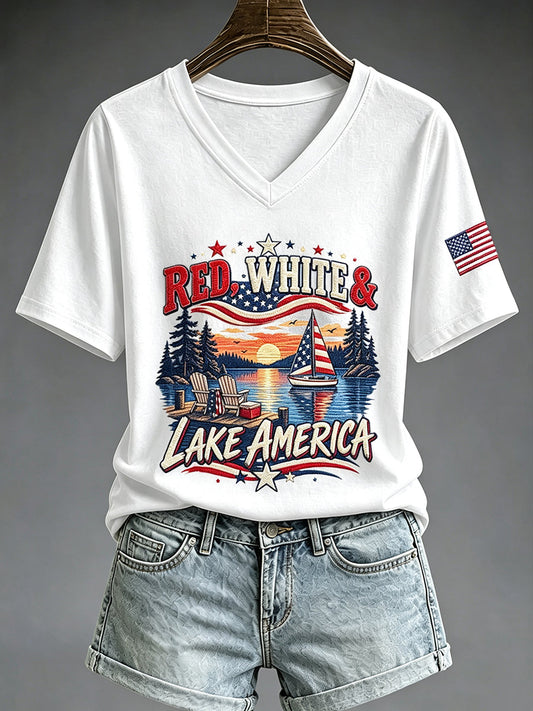 Women's Lake America Print T-shirt
