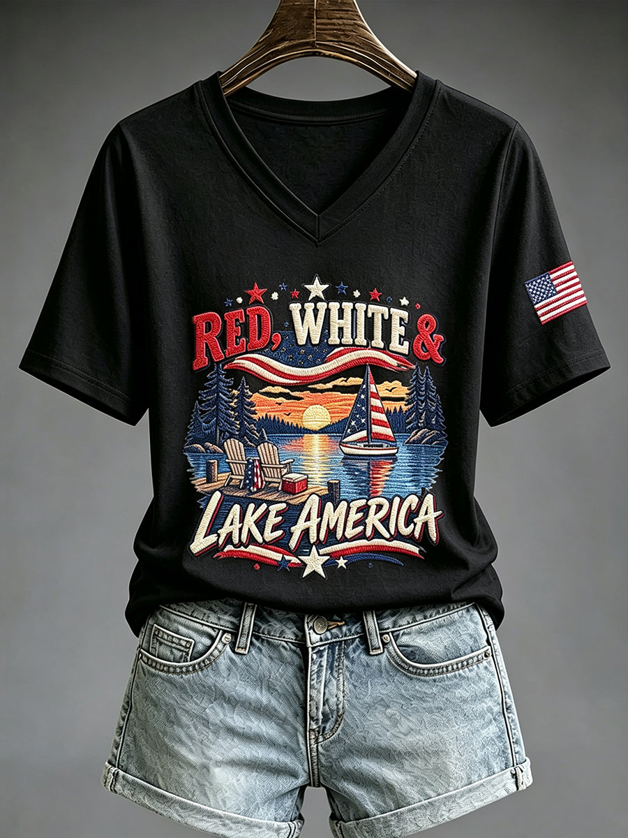 Women's Lake America Print T-shirt