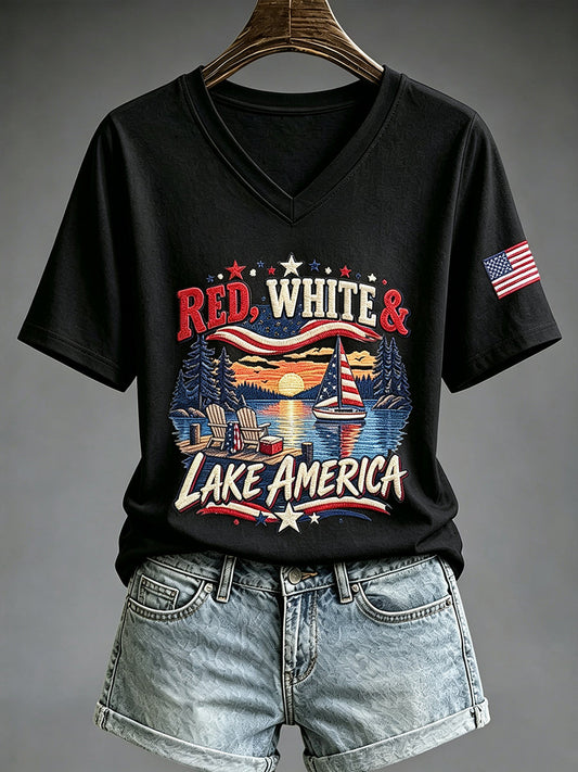 Women's Lake America Print T-shirt