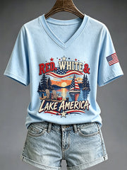 Women's Lake America Print T-shirt