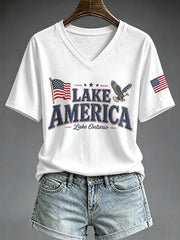 Women's Lake America Print T-shirt