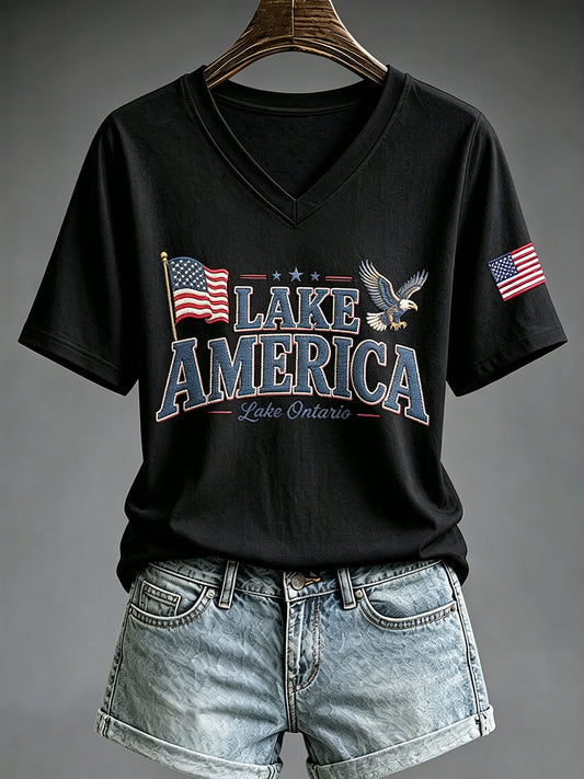 Women's Lake America Print T-shirt