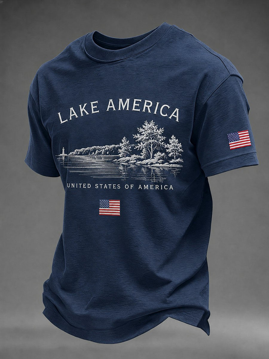 Men's Lake America Printed T-shirt