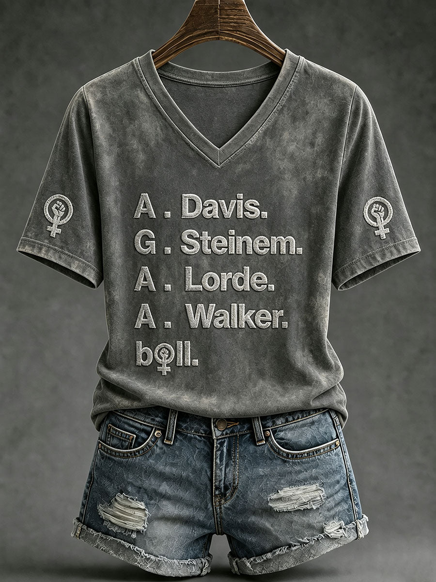 Women's clothing, list of feminists, V-neck T-shirts