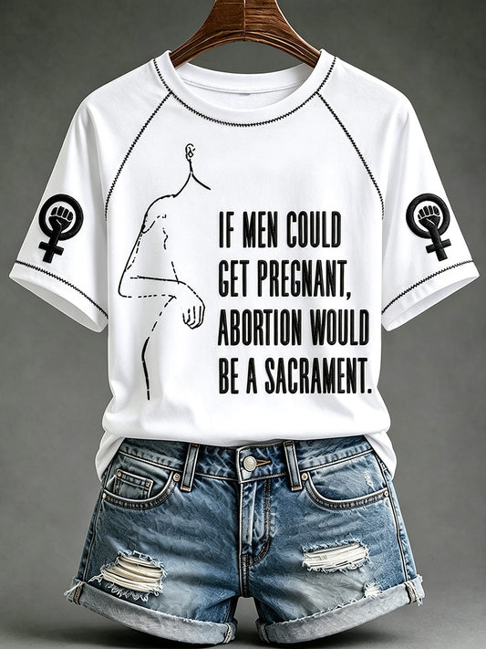 Women's Feminist Quote Print Round Neck Short Sleeve T-shirt